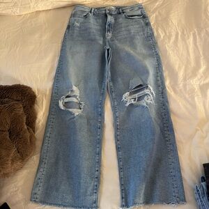 Hidden distressed wide leg denim sz 34